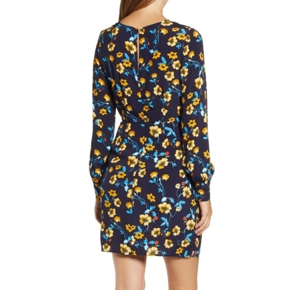 ASTR Nordstroms Vivid Floral Dress Asymmetrical Hemline Long Sleeve Versatile - Picture 12 of 16